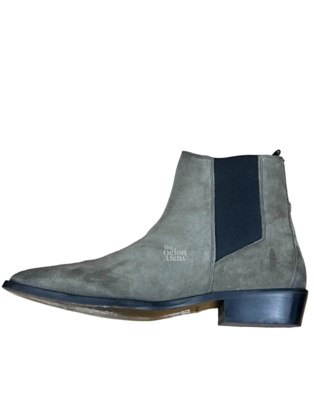 Size 12 All Saints Markus Suede Chelsea Boots 'Taupe' 34ZM0188-TPE Pre-Owned